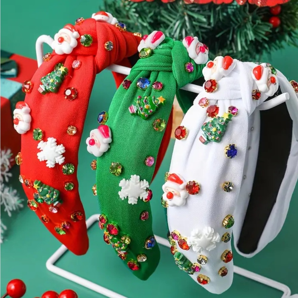 Christmas Rhinestone Knotted Headbands